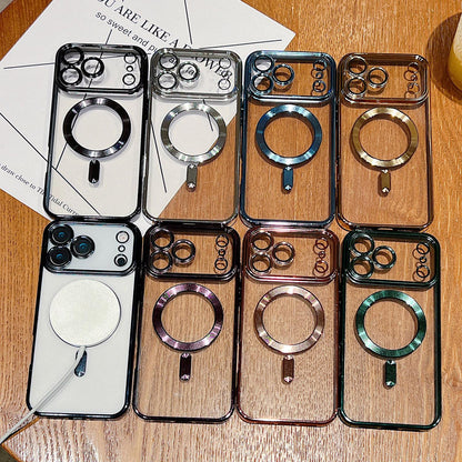 For iPhone 15 Plus Electroplating MagSafe Phone Case - Cherry Red - EDA006968615I