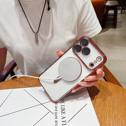 For iPhone 15 Plus Electroplating MagSafe Phone Case - Cherry Red - EDA006968615I