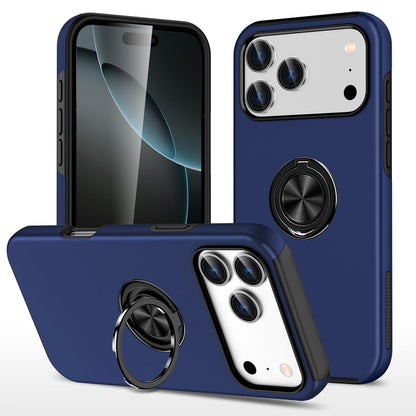 For iPhone 18 Pro Max PC + TPU Magnetic Phone Case with Invisible Ring Holder - Navy Blue - EDA006969309A
