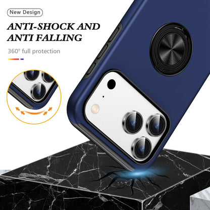 For iPhone 18 Pro Max PC + TPU Magnetic Phone Case with Invisible Ring Holder - Navy Blue - EDA006969309A