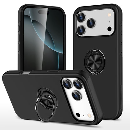 For iPhone 18 Pro Max PC + TPU Magnetic Phone Case with Invisible Ring Holder - Black - EDA006969309B