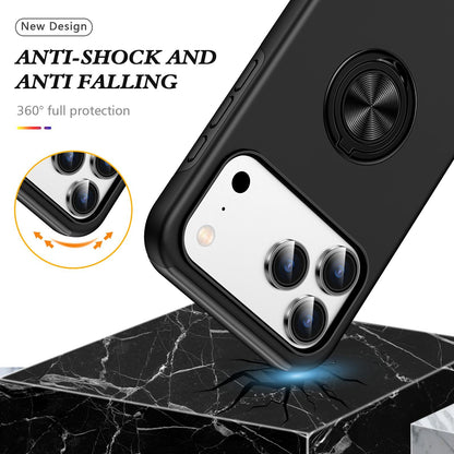 For iPhone 18 Pro Max PC + TPU Magnetic Phone Case with Invisible Ring Holder - Black - EDA006969309B