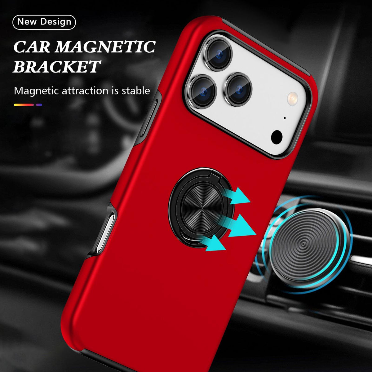 For iPhone 18 Pro Max PC + TPU Magnetic Phone Case with Invisible Ring Holder - Red - EDA006969309C