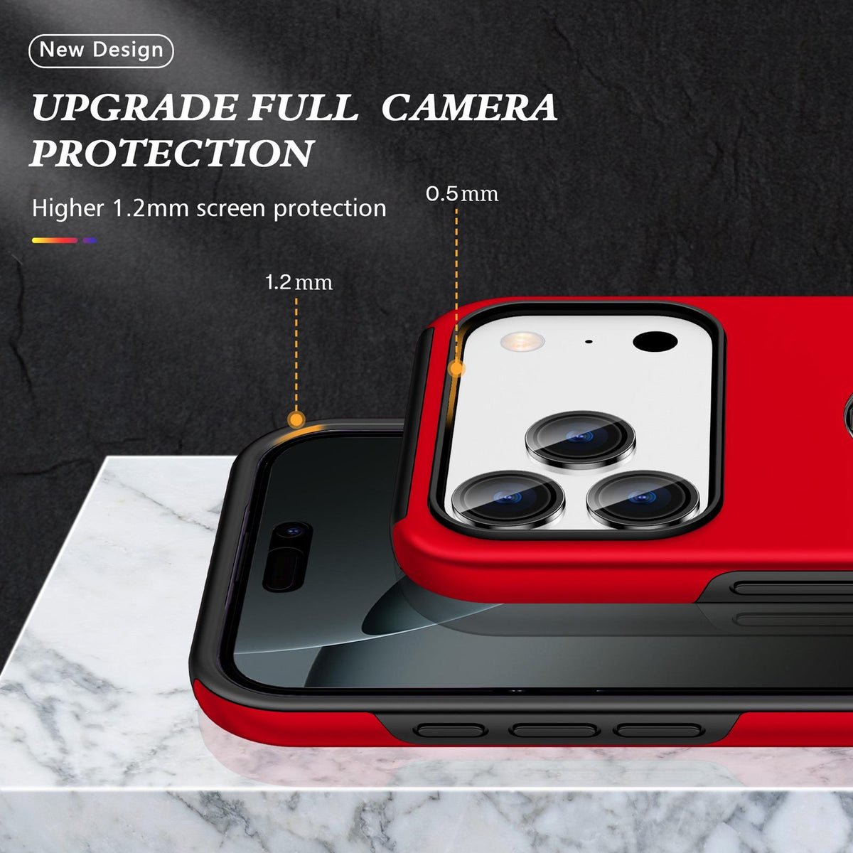 For iPhone 18 Pro Max PC + TPU Magnetic Phone Case with Invisible Ring Holder - Red - EDA006969309C