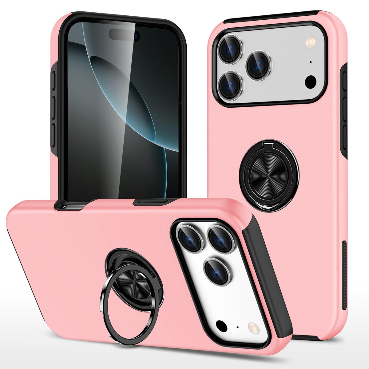 For iPhone 18 Pro Max PC + TPU Magnetic Phone Case with Invisible Ring Holder - Rose Gold - EDA006969309D