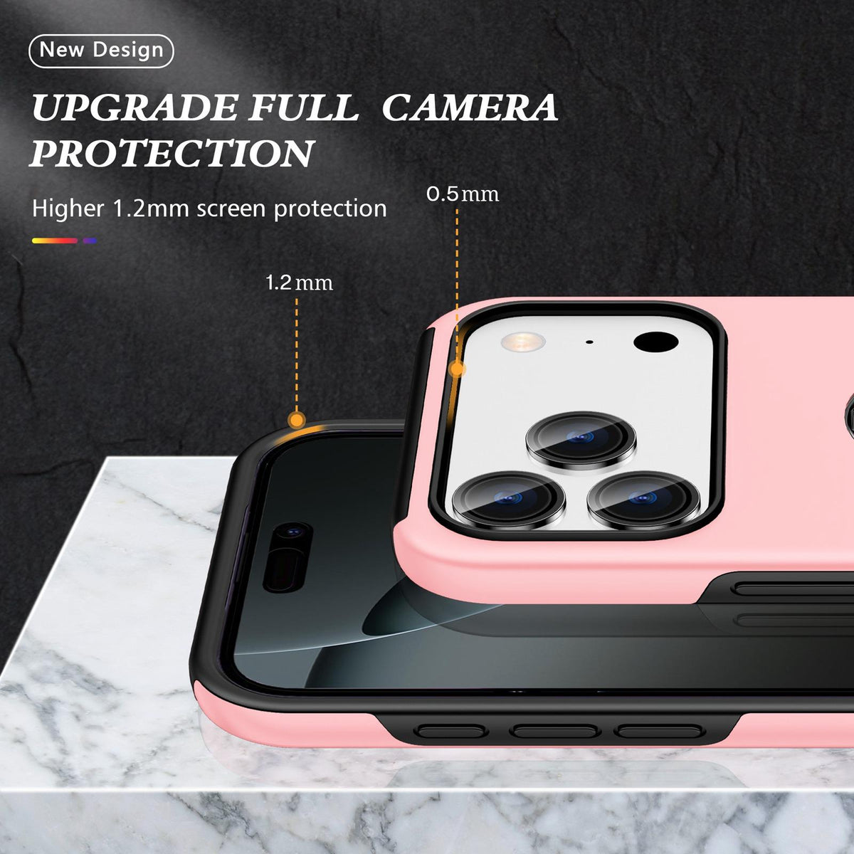 For iPhone 18 Pro Max PC + TPU Magnetic Phone Case with Invisible Ring Holder - Rose Gold - EDA006969309D