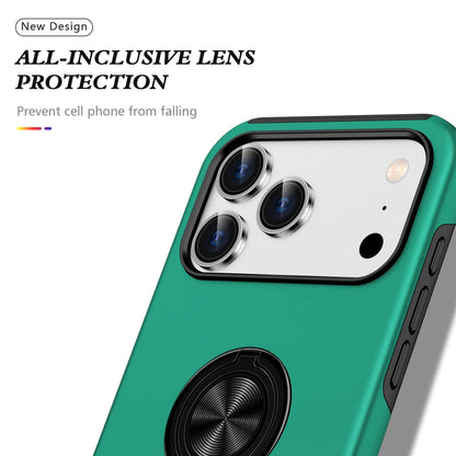 For iPhone 18 Pro Max PC + TPU Magnetic Phone Case with Invisible Ring Holder - Dark Green - EDA006969309E