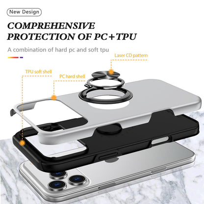 For iPhone 18 Pro Max PC + TPU Magnetic Phone Case with Invisible Ring Holder - Silver - EDA006969309F