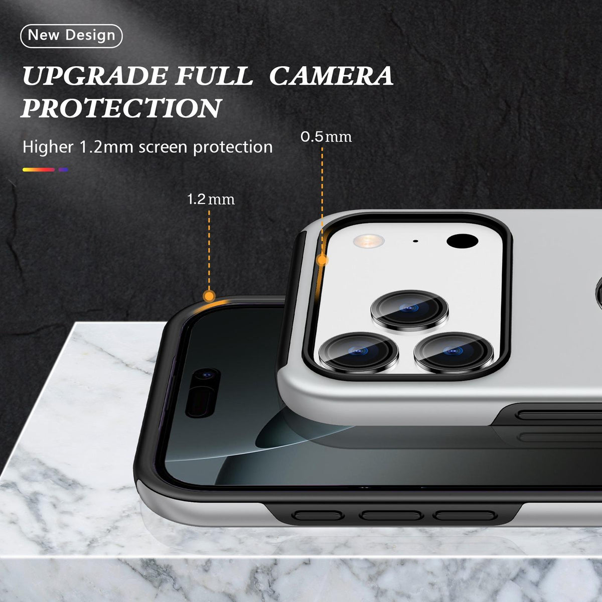 For iPhone 18 Pro Max PC + TPU Magnetic Phone Case with Invisible Ring Holder - Silver - EDA006969309F