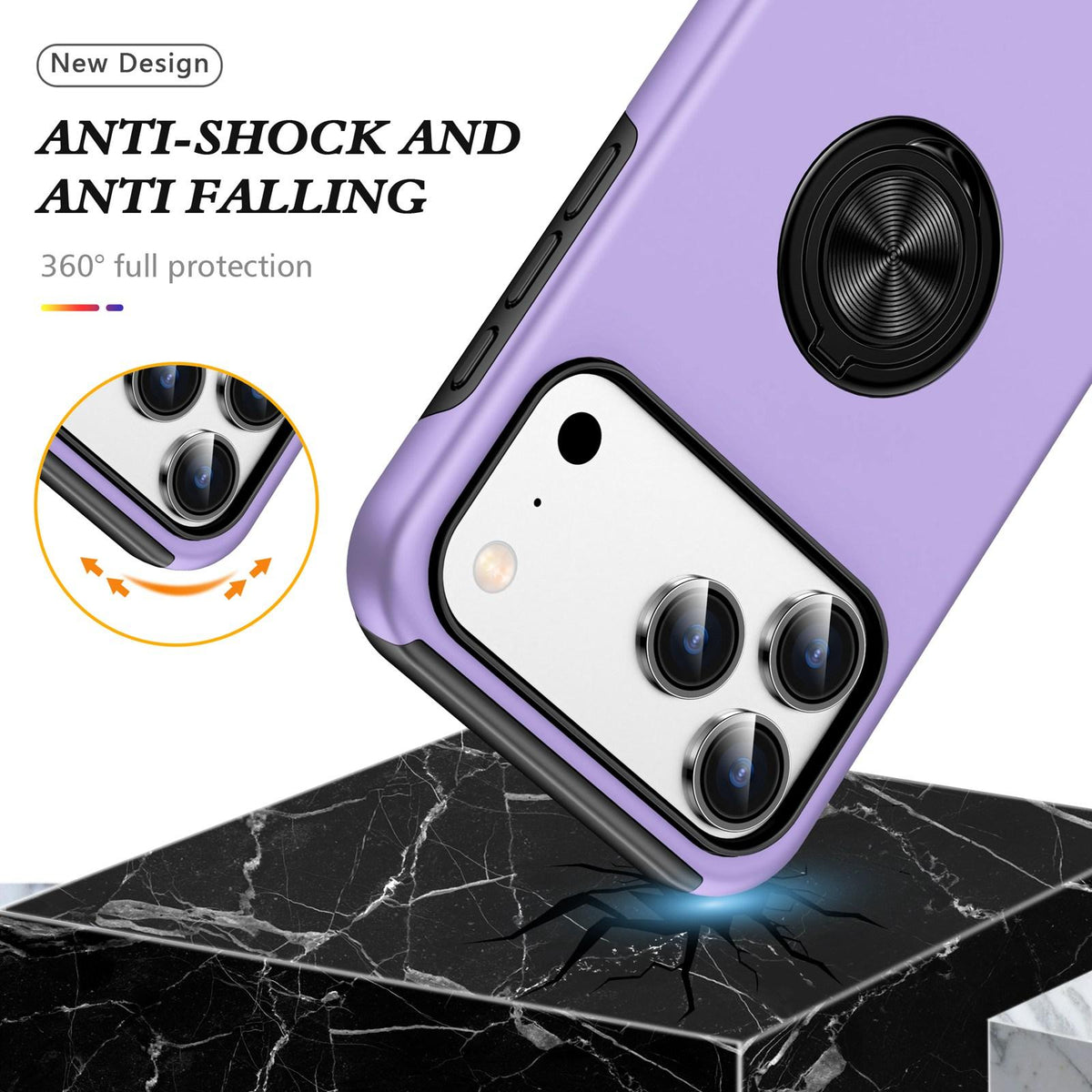 For iPhone 18 Pro Max PC + TPU Magnetic Phone Case with Invisible Ring Holder - Purple - EDA006969309G