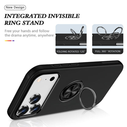 For iPhone 18 Pro PC + TPU Magnetic Phone Case with Invisible Ring Holder - Black - EDA006969310B