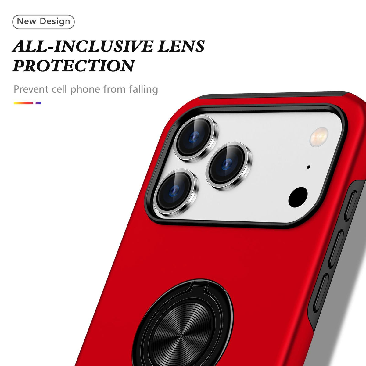 For iPhone 18 Pro PC + TPU Magnetic Phone Case with Invisible Ring Holder - Red - EDA006969310C