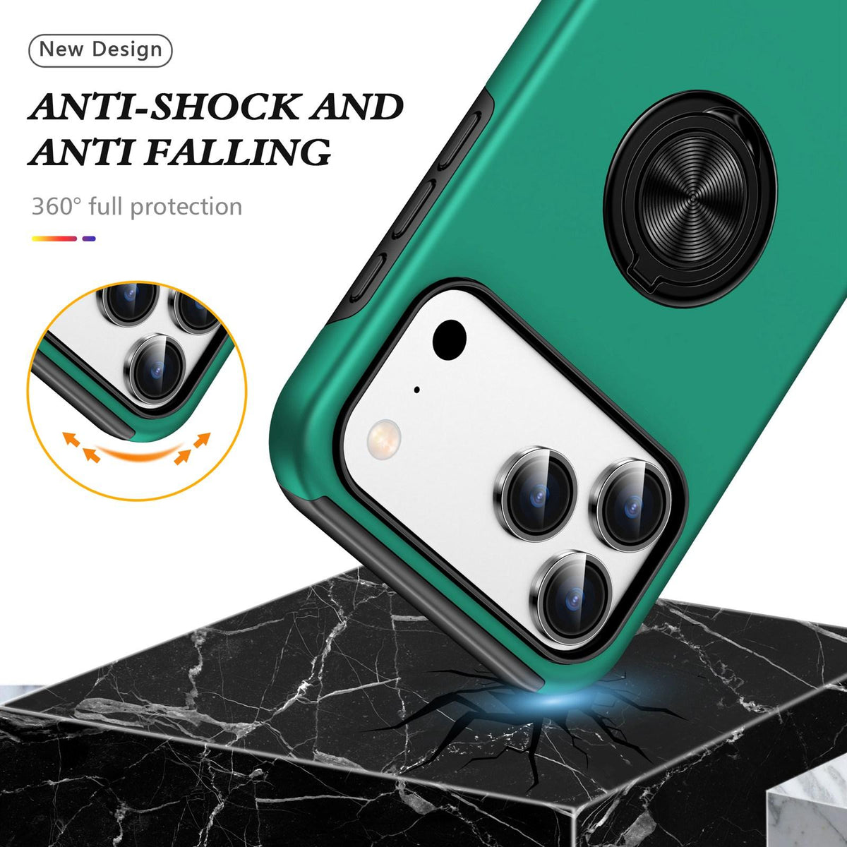For iPhone 18 Pro PC + TPU Magnetic Phone Case with Invisible Ring Holder - Dark Green - EDA006969310E