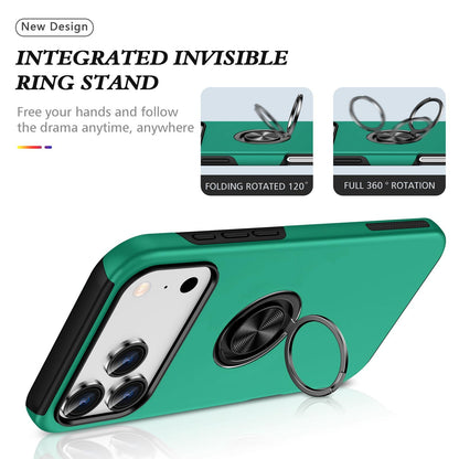 For iPhone 18 Pro PC + TPU Magnetic Phone Case with Invisible Ring Holder - Dark Green - EDA006969310E