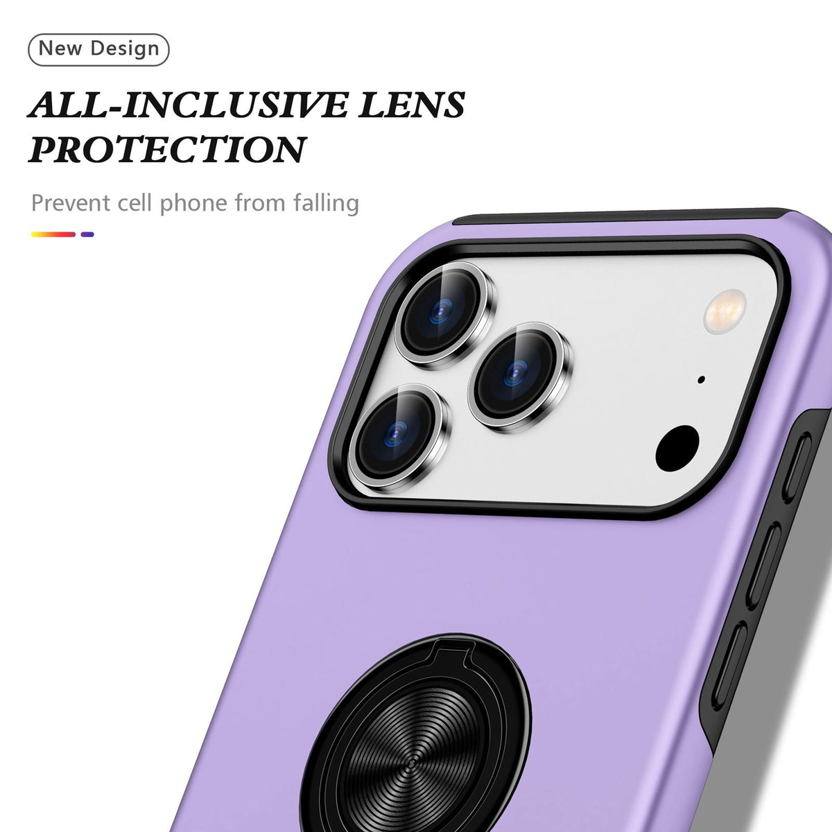 For iPhone 18 Pro PC + TPU Magnetic Phone Case with Invisible Ring Holder - Purple - EDA006969310G