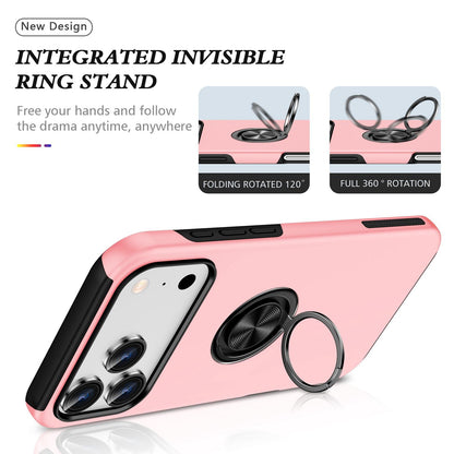 For iPhone 17 Pro PC + TPU Magnetic Phone Case with Invisible Ring Holder - Rose Gold - EDA006969311D