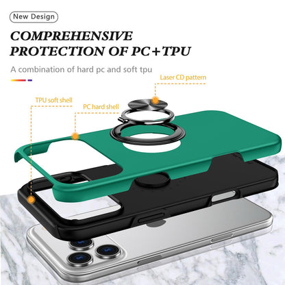 For iPhone 17 Pro PC + TPU Magnetic Phone Case with Invisible Ring Holder - Dark Green - EDA006969311E