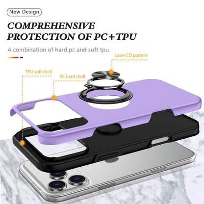 For iPhone 17 Pro PC + TPU Magnetic Phone Case with Invisible Ring Holder - Purple - EDA006969311G