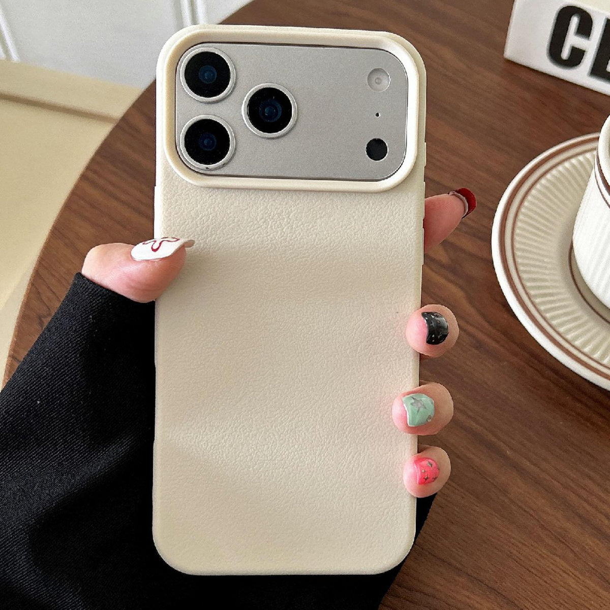 For iPhone 18 Pro Leather Texture TPU Full Coverage Phone Case - White - EDA006969730C