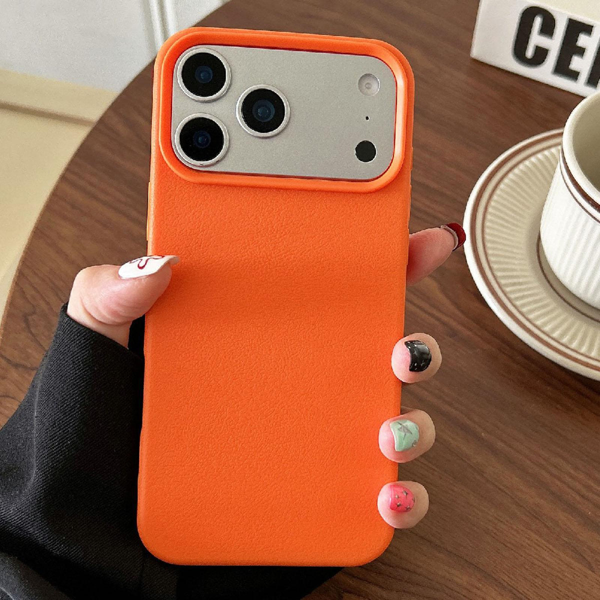 For iPhone 18 Pro Leather Texture TPU Full Coverage Phone Case - Orange - EDA006969730E