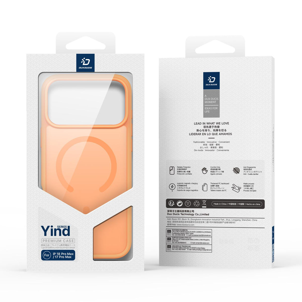 For iPhone 18 Pro Max / 17 Pro Max DUX DUCIS Yind Series MagSafe TPU Hybrid PC Phone Case - Orange - EDA006980008F