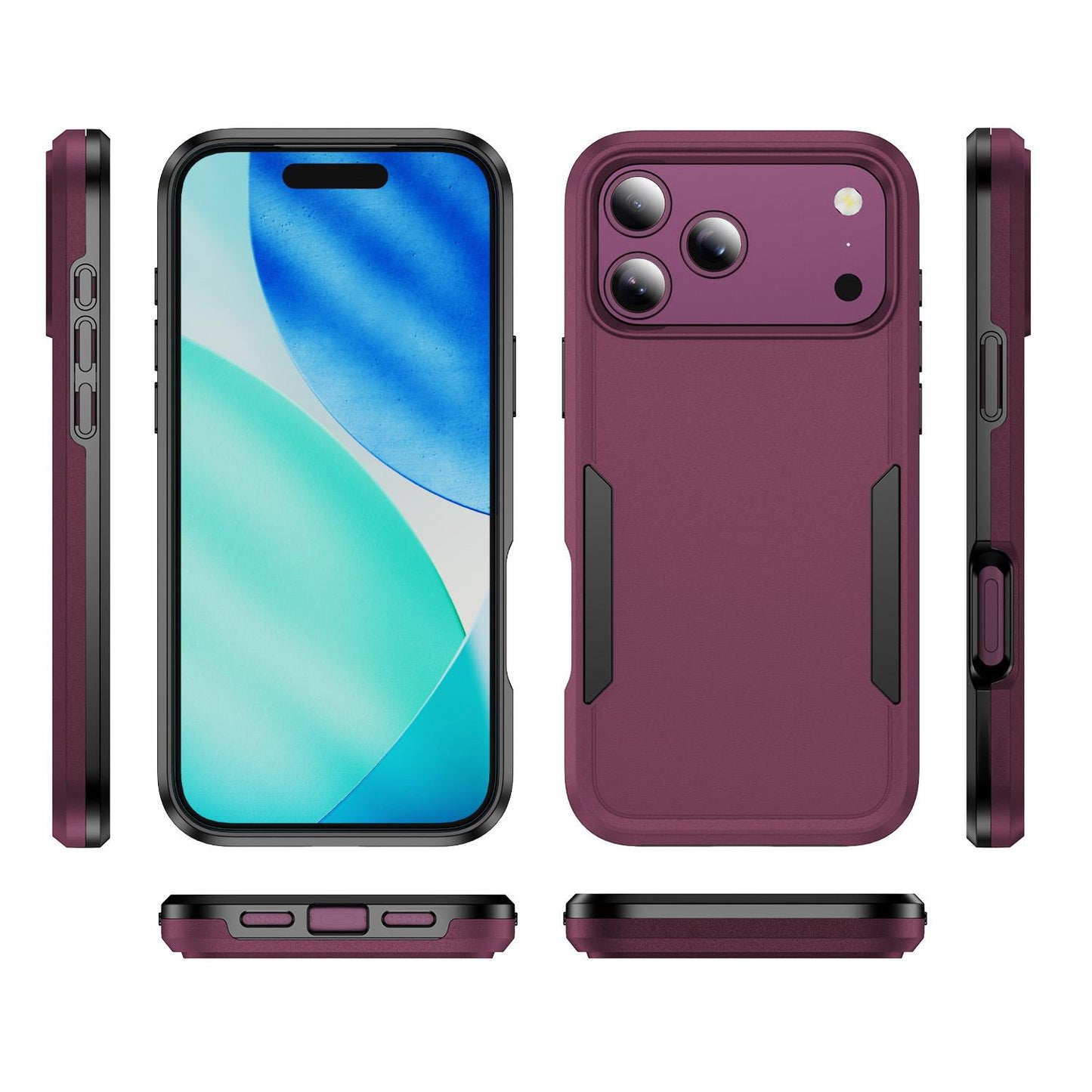For iPhone 17 Pro Max Pioneer Armor Heavy Duty PC + TPU Phone Case(Cherry Red+Black)
