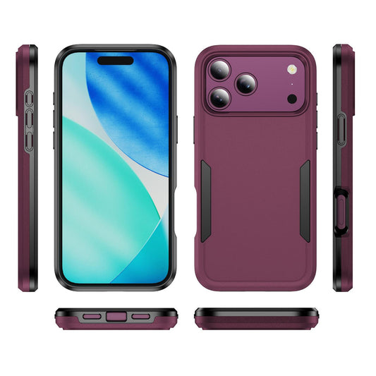 For iPhone 17 Pro Max Pioneer Armor Heavy Duty PC + TPU Phone Case(Cherry Red+Black)
