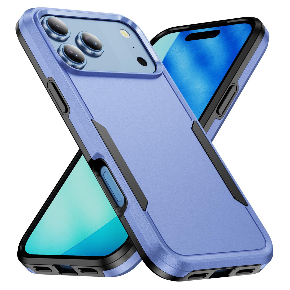 For iPhone 17 Pro Max Pioneer Armor Heavy Duty PC + TPU Phone Case - Light Blue+Black - EDA006984206K