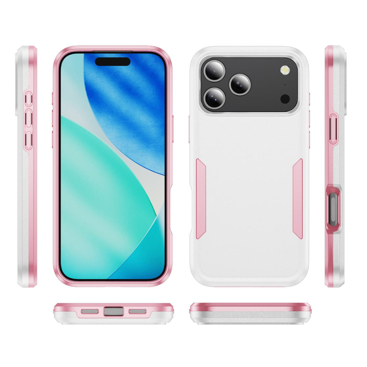 For iPhone 18 Pro Pioneer Armor Heavy Duty PC + TPU Phone Case - White+Pink - EDA006984210A