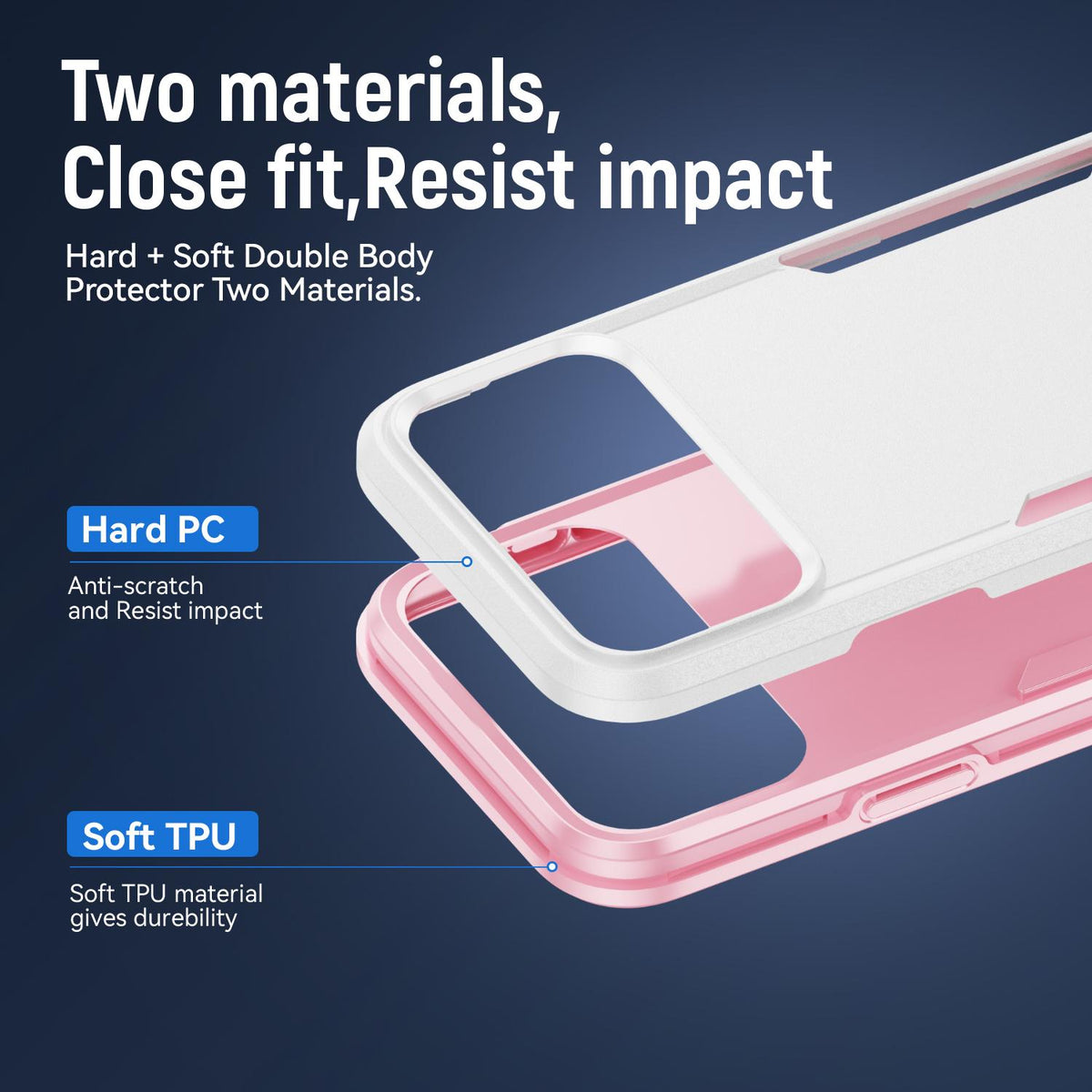 For iPhone 18 Pro Pioneer Armor Heavy Duty PC + TPU Phone Case - White+Pink - EDA006984210A