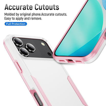 For iPhone 18 Pro Pioneer Armor Heavy Duty PC + TPU Phone Case - White+Pink - EDA006984210A