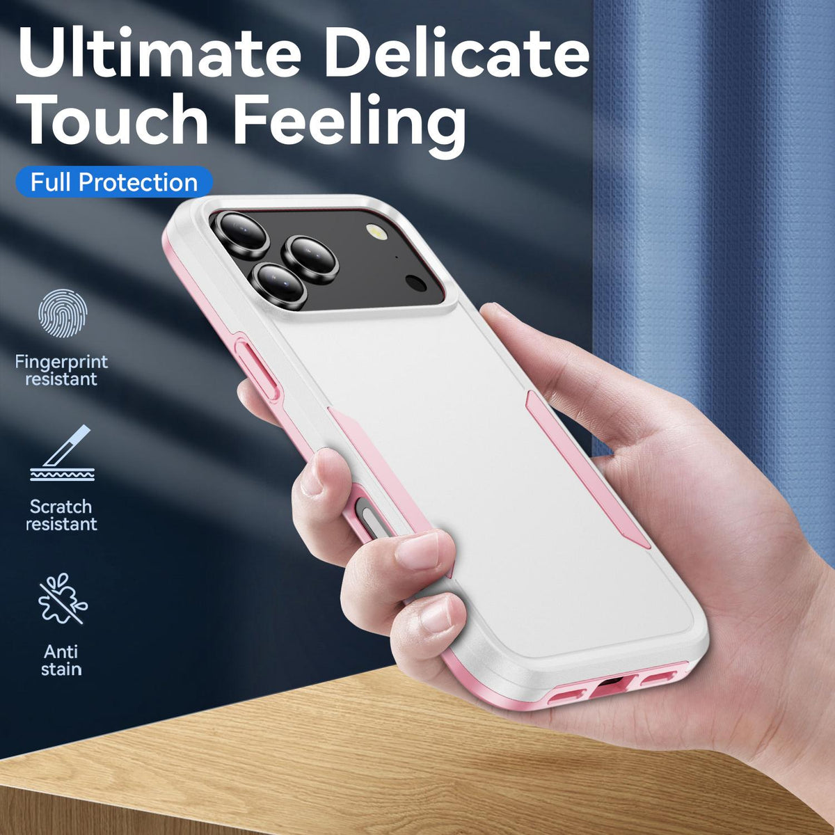 For iPhone 18 Pro Pioneer Armor Heavy Duty PC + TPU Phone Case - White+Pink - EDA006984210A