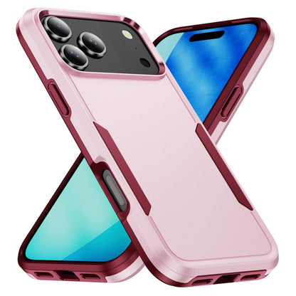 For iPhone 18 Pro Pioneer Armor Heavy Duty PC + TPU Phone Case - Pink+Rose Red - EDA006984210B