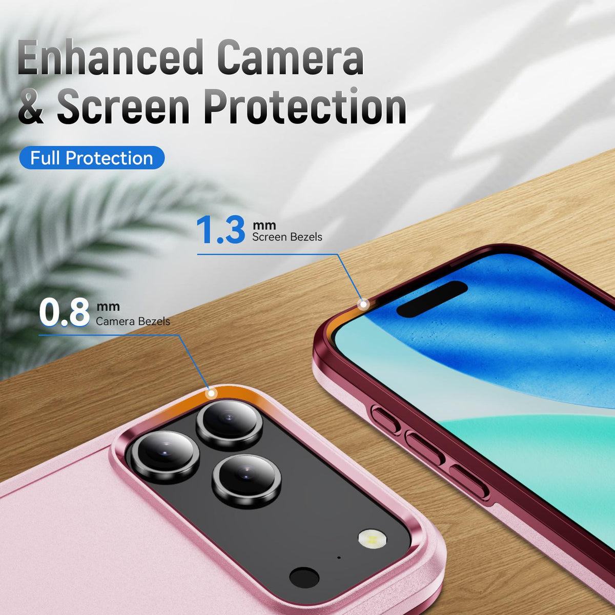 For iPhone 18 Pro Pioneer Armor Heavy Duty PC + TPU Phone Case - Pink+Rose Red - EDA006984210B