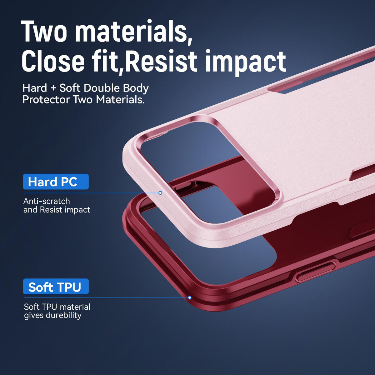 For iPhone 18 Pro Pioneer Armor Heavy Duty PC + TPU Phone Case - Pink+Rose Red - EDA006984210B