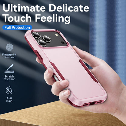 For iPhone 18 Pro Pioneer Armor Heavy Duty PC + TPU Phone Case - Pink+Rose Red - EDA006984210B