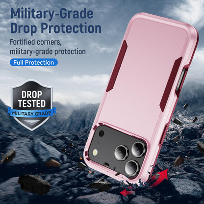 For iPhone 18 Pro Pioneer Armor Heavy Duty PC + TPU Phone Case - Pink+Rose Red - EDA006984210B