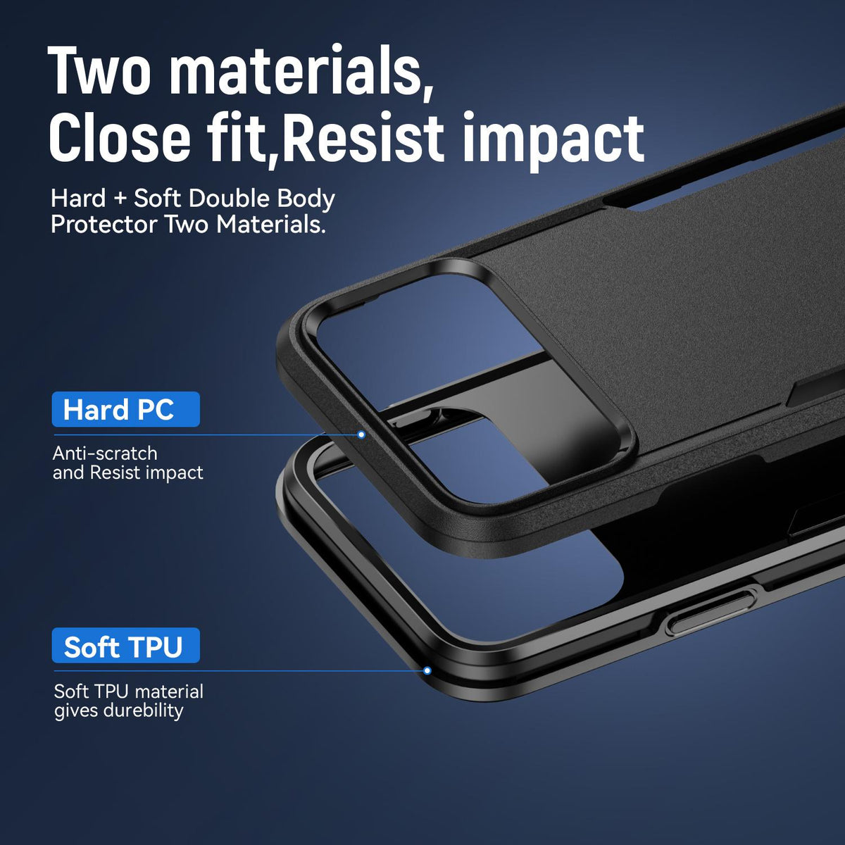 For iPhone 18 Pro Pioneer Armor Heavy Duty PC + TPU Phone Case - Black - EDA006984210C