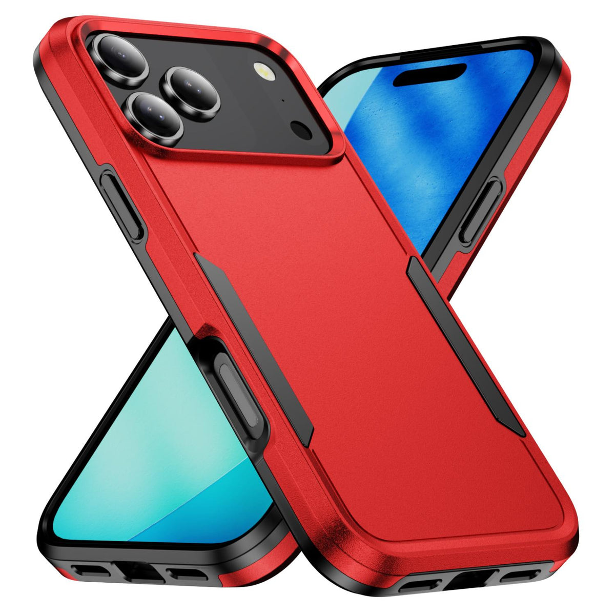 For iPhone 18 Pro Pioneer Armor Heavy Duty PC + TPU Phone Case - Red+Black - EDA006984210D
