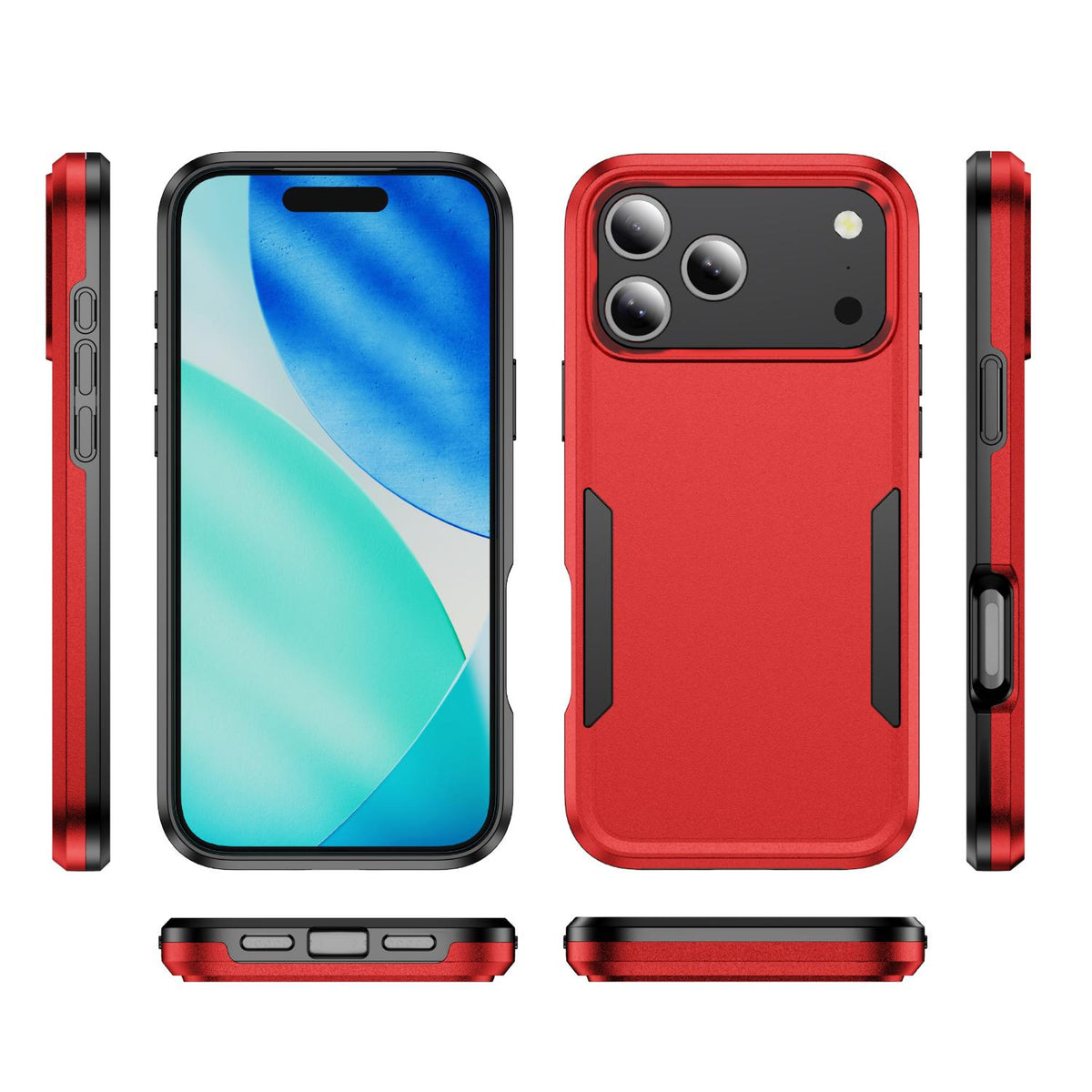 For iPhone 18 Pro Pioneer Armor Heavy Duty PC + TPU Phone Case - Red+Black - EDA006984210D