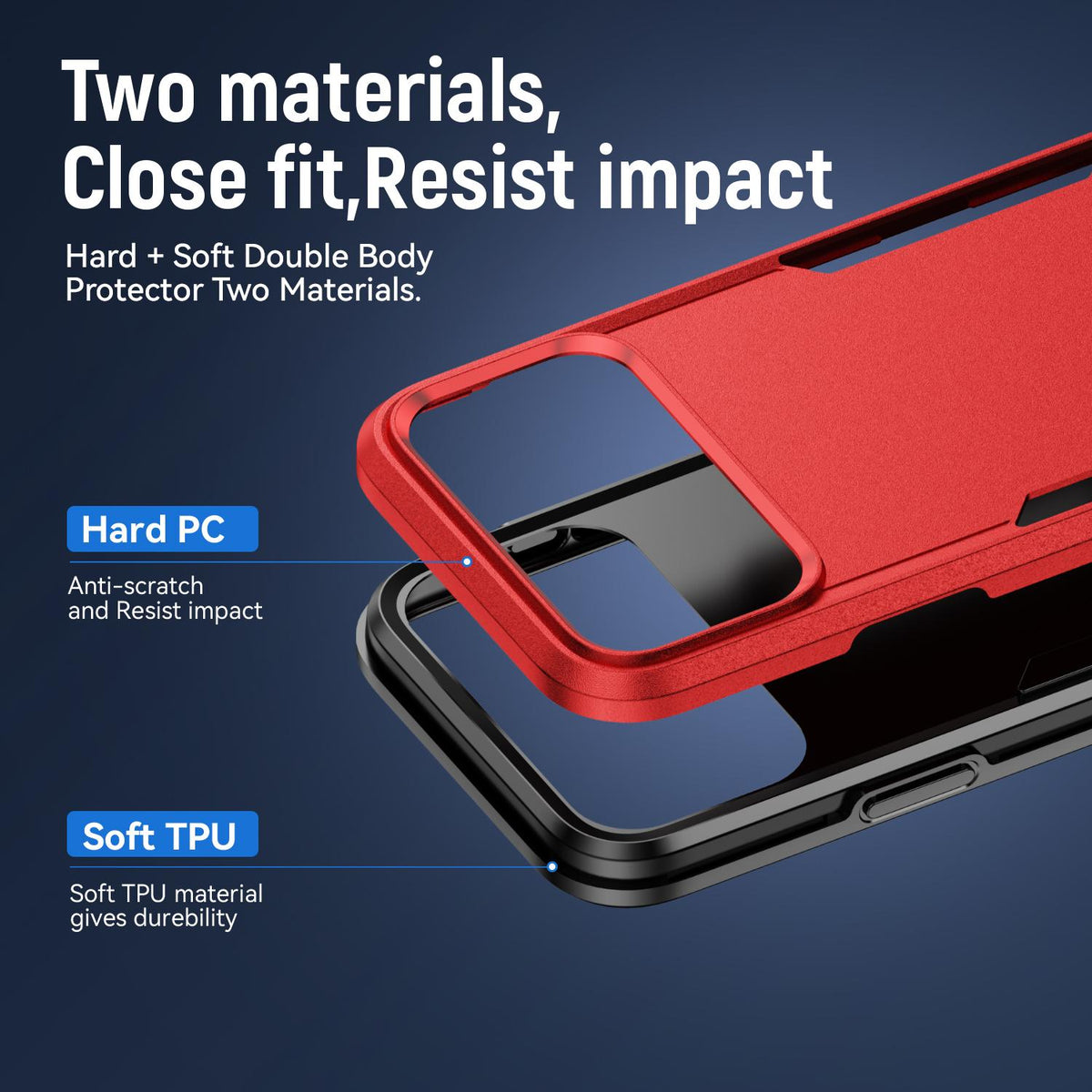 For iPhone 18 Pro Pioneer Armor Heavy Duty PC + TPU Phone Case - Red+Black - EDA006984210D