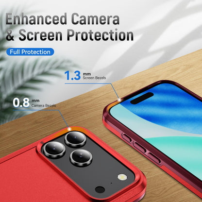 For iPhone 18 Pro Pioneer Armor Heavy Duty PC + TPU Phone Case - Red+Rose Red - EDA006984210E