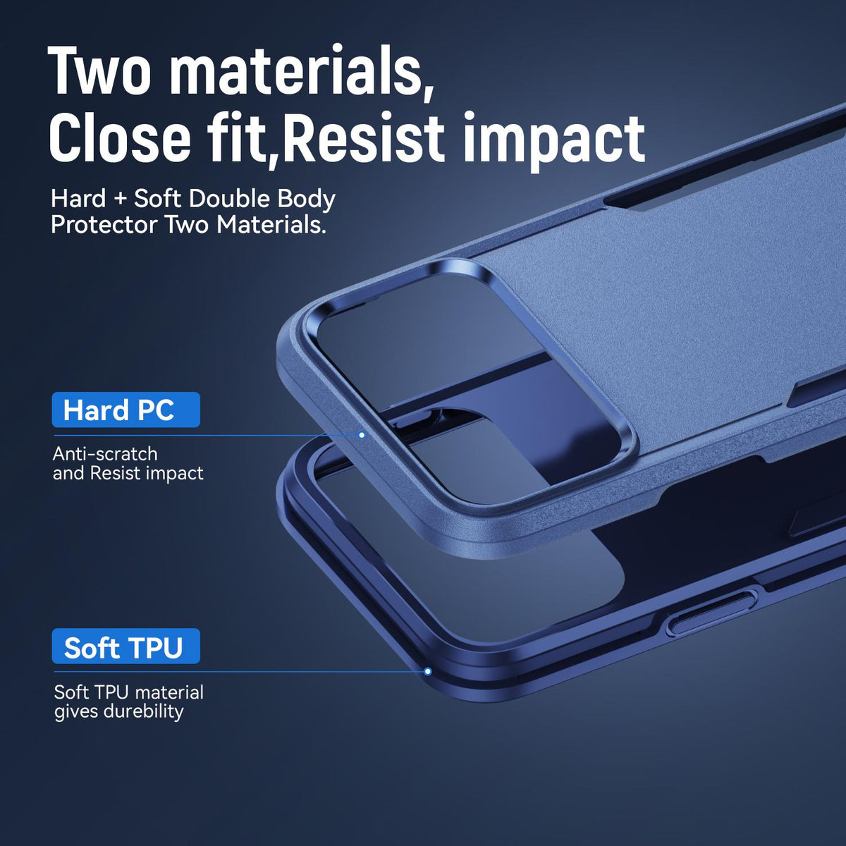 For iPhone 18 Pro Pioneer Armor Heavy Duty PC + TPU Phone Case - Blue - EDA006984210F