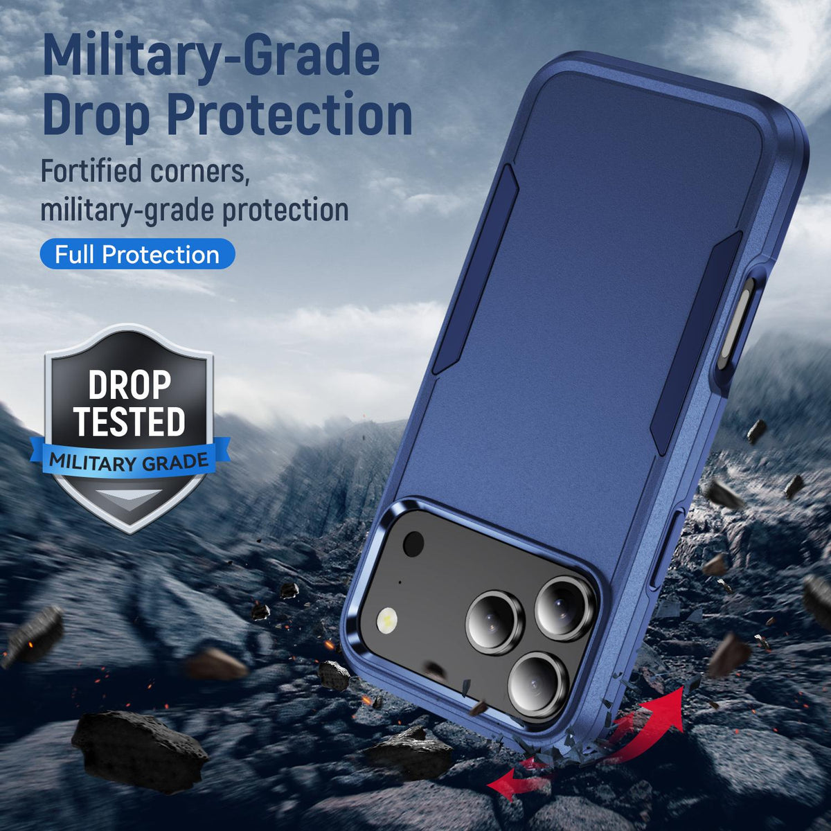 For iPhone 18 Pro Pioneer Armor Heavy Duty PC + TPU Phone Case - Blue - EDA006984210F