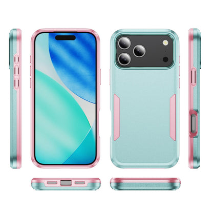 For iPhone 18 Pro Pioneer Armor Heavy Duty PC + TPU Phone Case - Green+Pink - EDA006984210H