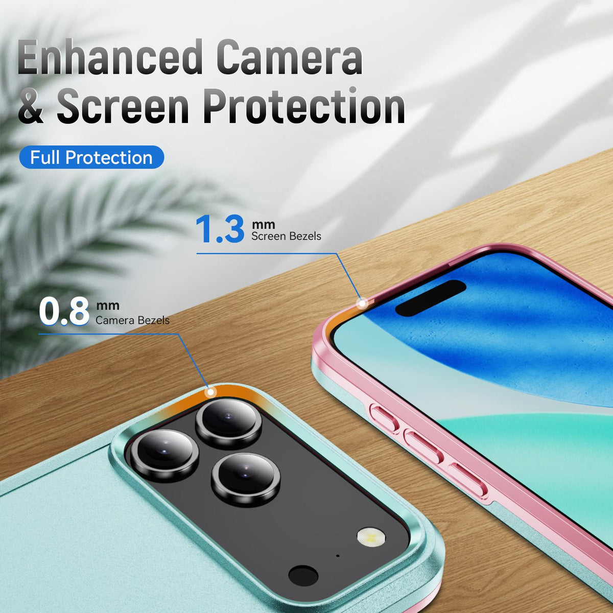 For iPhone 18 Pro Pioneer Armor Heavy Duty PC + TPU Phone Case - Green+Pink - EDA006984210H