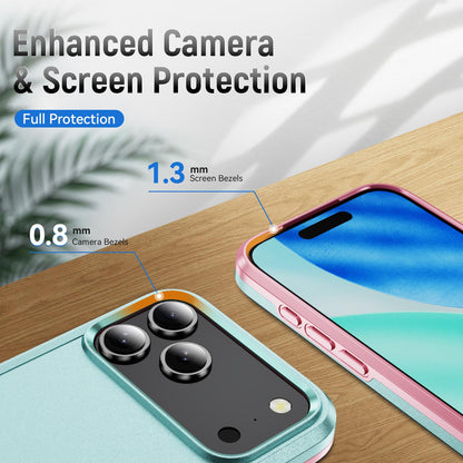 For iPhone 18 Pro Pioneer Armor Heavy Duty PC + TPU Phone Case - Green+Pink - EDA006984210H