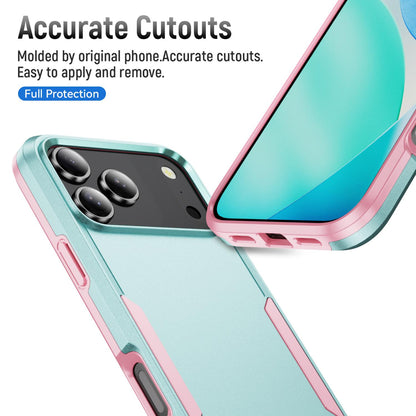 For iPhone 18 Pro Pioneer Armor Heavy Duty PC + TPU Phone Case - Green+Pink - EDA006984210H