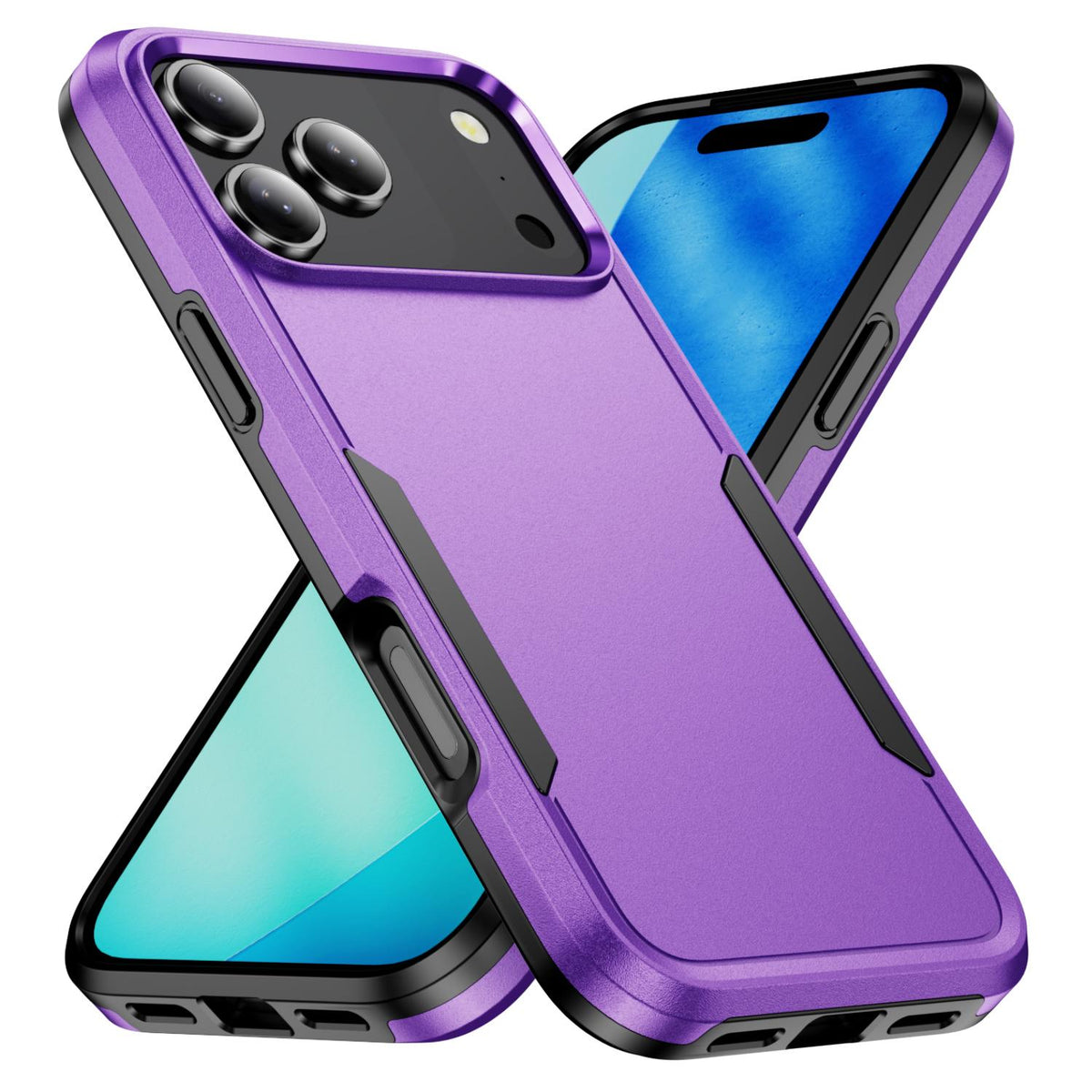 For iPhone 18 Pro Pioneer Armor Heavy Duty PC + TPU Phone Case - Purple+Black - EDA006984210I