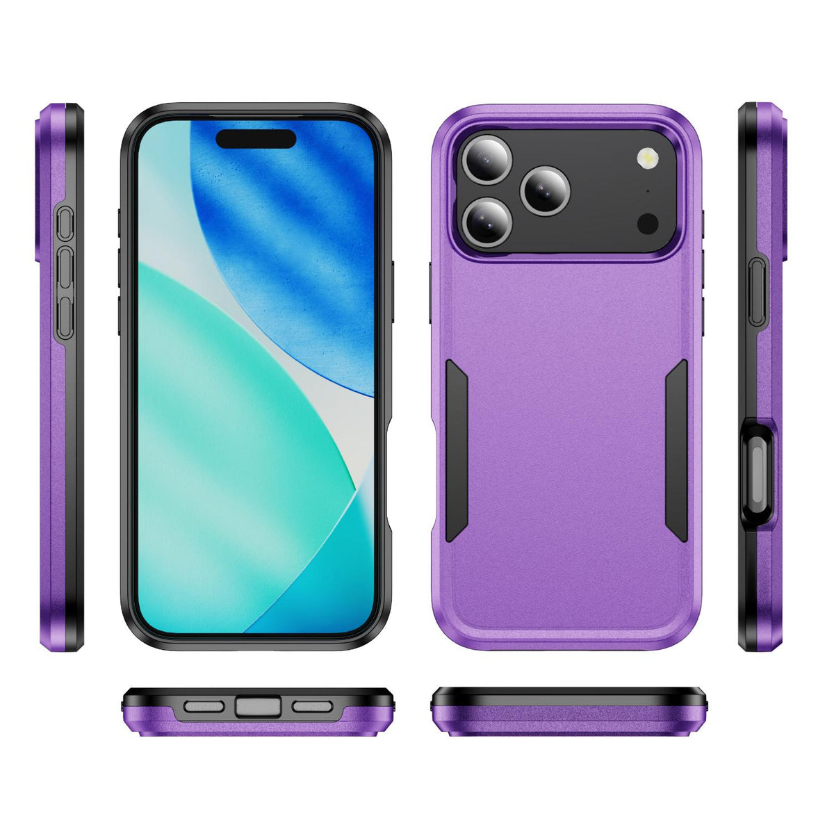 For iPhone 18 Pro Pioneer Armor Heavy Duty PC + TPU Phone Case - Purple+Black - EDA006984210I